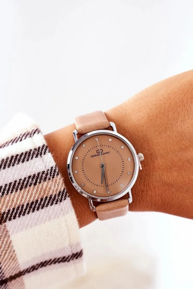 New Giorgio&Dario Zegarek Na Skórzanym Pasku Beżowy