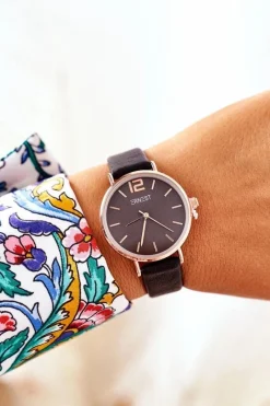 Zegarki>Ernest Zegarek Na Skórzanym Pasku Bez Niklu Czarny