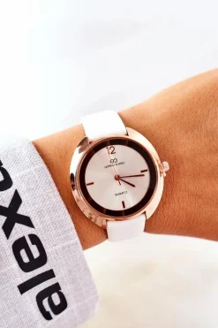 Outlet Giorgio&Dario Zegarek Na Skórzanym Pasku Biały