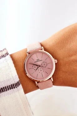 Zegarki>Giorgio&Dario Zegarek Na Skórzanym Pasku Różowy