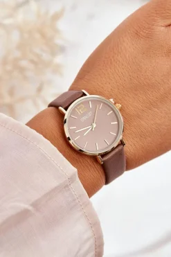 Clearance Ernest Zegarek Na Skórzanym Pasku Bez Niklu Brązowy