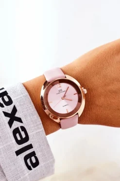 Discount Giorgio&Dario Zegarek Na Skórzanym Pasku Różowy