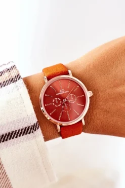 Giorgio&Dario Zegarek Na Skórzanym Pasku Pomarańczowy