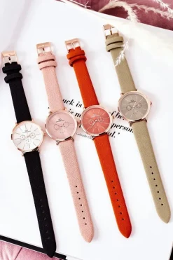 Discount Zegarek Na Skórzanym Pasku Czarny Zegarki