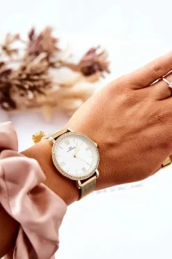 Discount Giorgio&Dario Zegarek Z Cyrkoniami Na Bransolecie Mesh Złoty