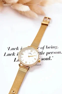 Discount Giorgio&Dario Zegarek Z Cyrkoniami Na Bransolecie Mesh Złoty