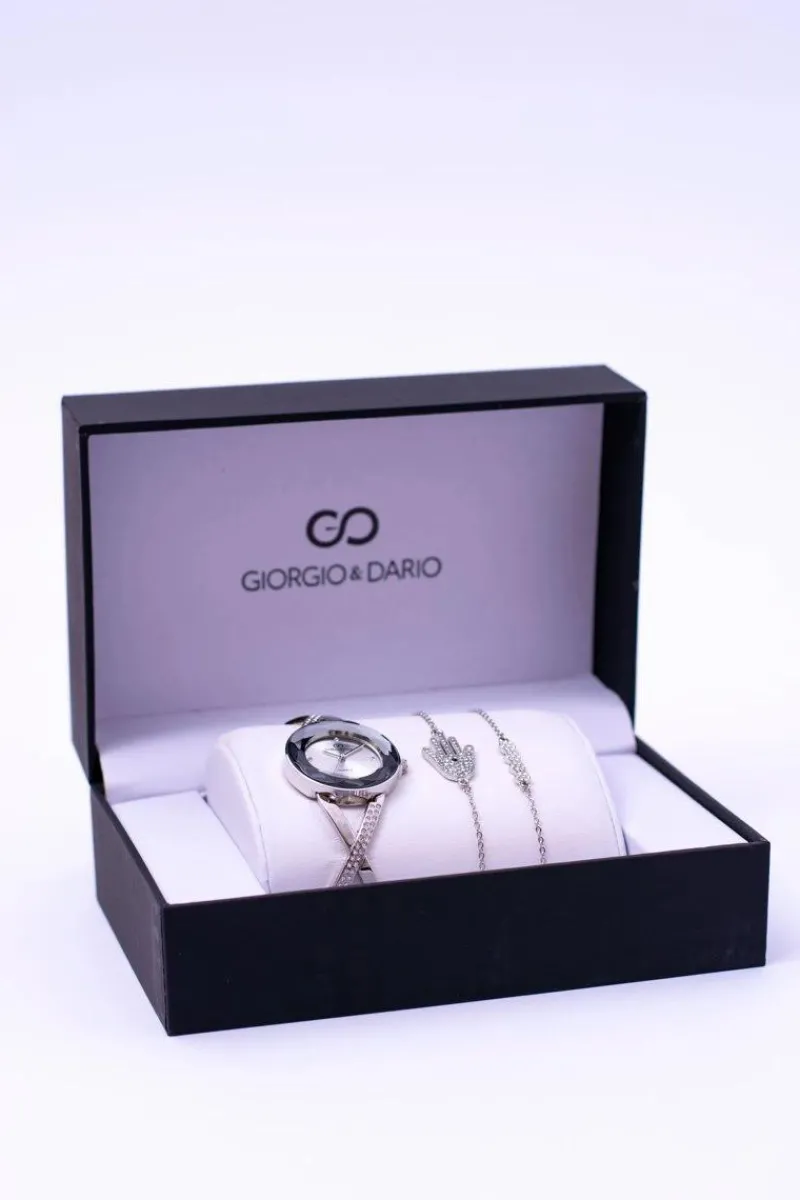 Outlet Zestaw Giorgio Dario Srebrny Zegarek Dwie Bransolety Zegarki
