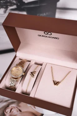Zegarki|Bransoletki>Giorgio&Dario Zestaw Zegarek Bransoletka Naszyjnik Złoty Veronica