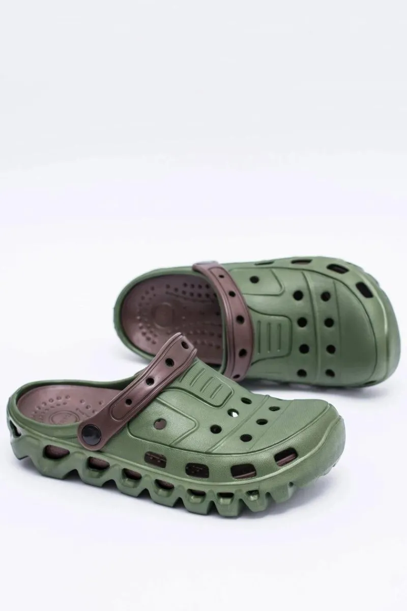 Klapki Męskie Klasyczne>Boto Zielone Męskie Ogrodowe Lekkie Klapki Kroksy Eva