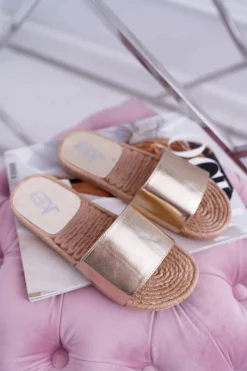 Boto Złote Damskie Klapki Mindset