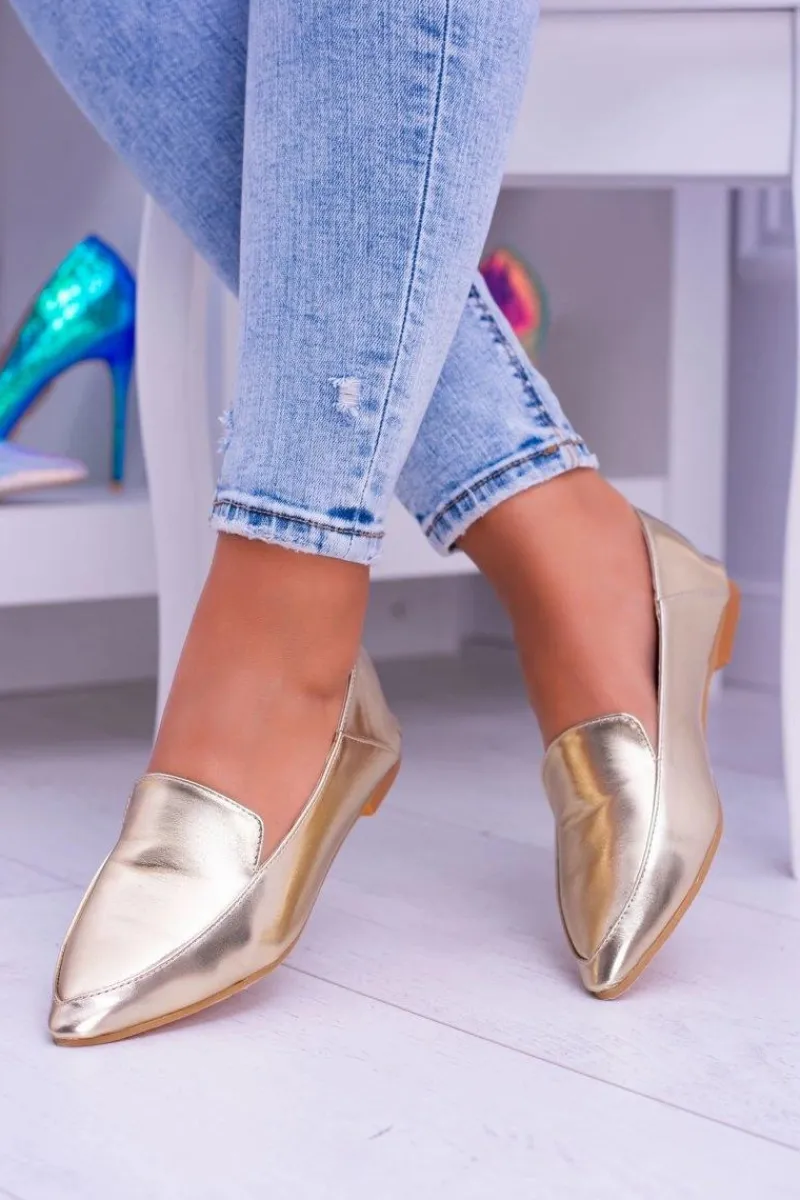 Online Boto Złote Lustrzane Mokasyny Damskie Lu Boo Mireldo