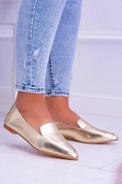 Online Boto Złote Lustrzane Mokasyny Damskie Lu Boo Mireldo