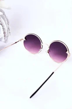 Best Boto Złote Okrągłe Okulary Z Muchą Różowe Ombre